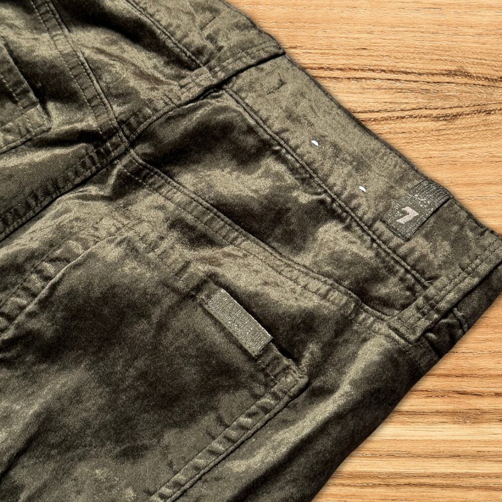 7 For All Mankind High Waist Velvet Ankle Skinny Button Fly Jeans Olive Green 28 - Picture 7 of 11